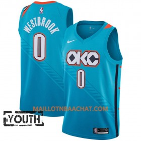 Maillot NBA Oklahoma City Thunder Russell Westbrook 0 2018-19 Nike City Edition Bleu Swingman - Enfant